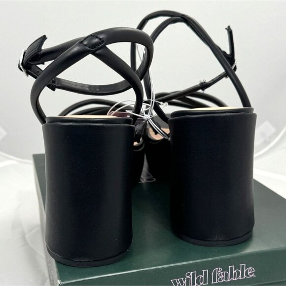Wild Fable Black Astro Strappy Heels 4" Platform w/ Memory Foam Womens Sz 13 NIB - Picture 5 of 9